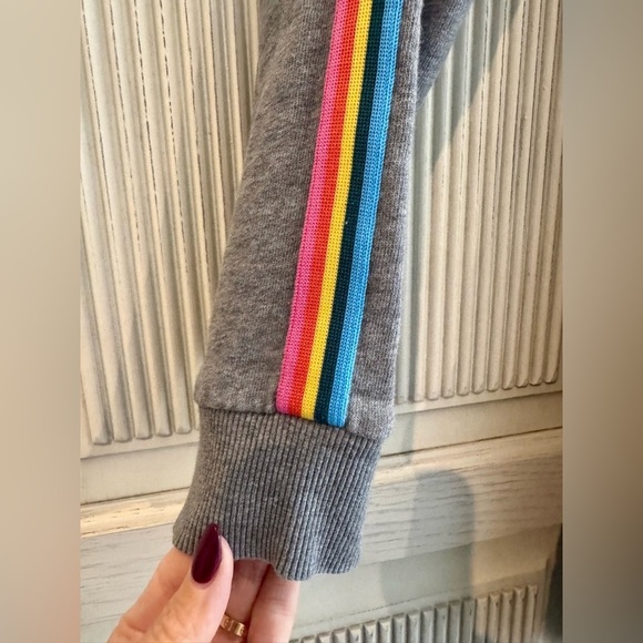 HANNAH ANDERSON Girls Rainbow Hoodie Dress Gray French Terry, Size 10 - Picture 4 of 13
